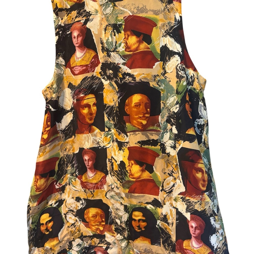 VTG Max Studio New York 100% Silk Sleeveless Button-Down, Size M, Art Print - Picture 6 of 6